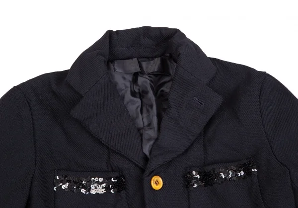 コムコム コムデギャルソンCOMME des GARCONSスパンコール装飾エステルジャケット 濃紺M K-106941_003
