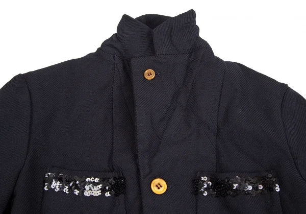 コムコム コムデギャルソンCOMME des GARCONSスパンコール装飾エステルジャケット 濃紺M K-106941_004