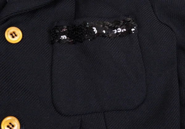 コムコム コムデギャルソンCOMME des GARCONSスパンコール装飾エステルジャケット 濃紺M K-106941_005