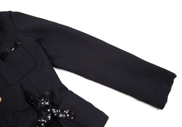 コムコム コムデギャルソンCOMME des GARCONSスパンコール装飾エステルジャケット 濃紺M K-106941_008