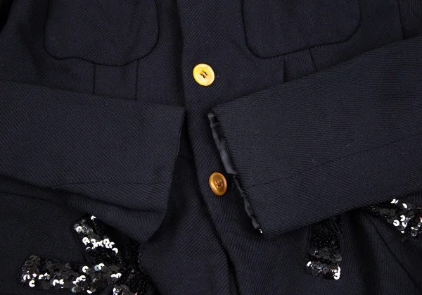 コムコム コムデギャルソンCOMME des GARCONSスパンコール装飾エステルジャケット 濃紺M K-106941_009