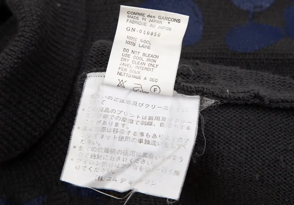 コムデギャルソンCOMME des GARCONS フラワープリント変形タートルネックニット グレーS位 K-106947_012