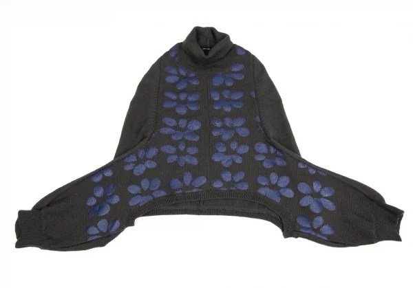 コムデギャルソンCOMME des GARCONS フラワープリント変形タートルネックニット グレーS位 K-106947_002