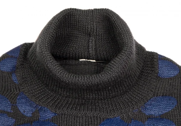 コムデギャルソンCOMME des GARCONS フラワープリント変形タートルネックニット グレーS位 K-106947_003