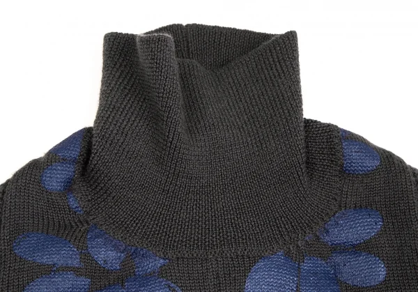 コムデギャルソンCOMME des GARCONS フラワープリント変形タートルネックニット グレーS位 K-106947_004