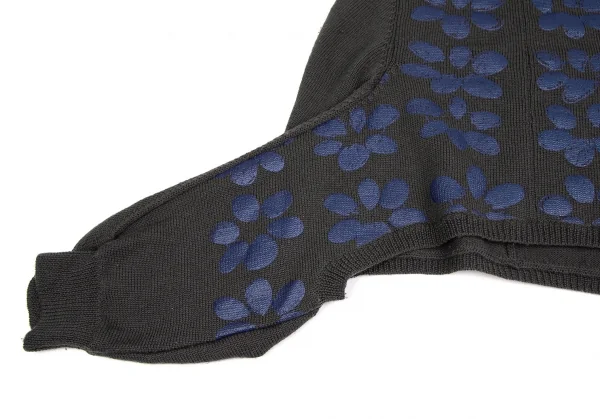 コムデギャルソンCOMME des GARCONS フラワープリント変形タートルネックニット グレーS位 K-106947_005