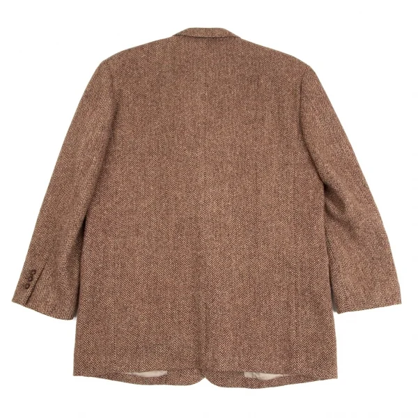 パパスPapas ハリスツィードくるみボタンジャケット 茶ボルドーL48 K-106951_012