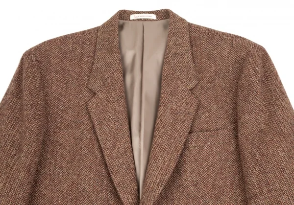 パパスPapas ハリスツィードくるみボタンジャケット 茶ボルドーL48 K-106951_002