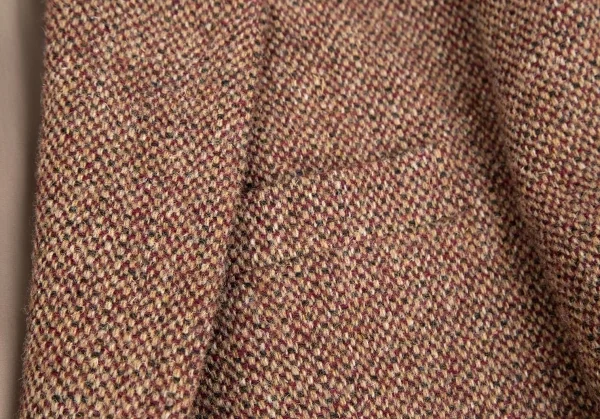 パパスPapas ハリスツィードくるみボタンジャケット 茶ボルドーL48 K-106951_003