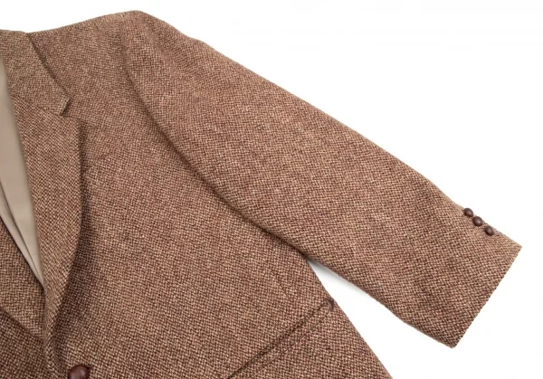 パパスPapas ハリスツィードくるみボタンジャケット 茶ボルドーL48 K-106951_005