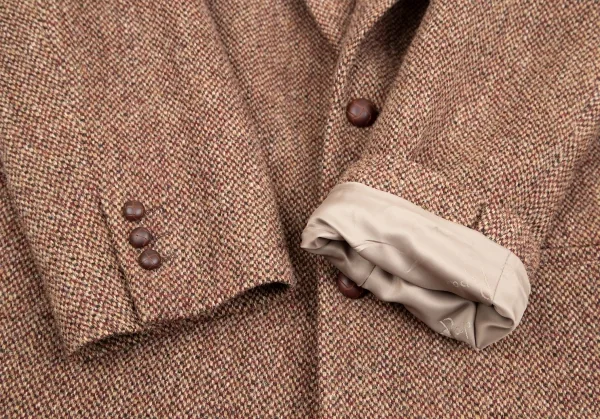 パパスPapas ハリスツィードくるみボタンジャケット 茶ボルドーL48 K-106951_006