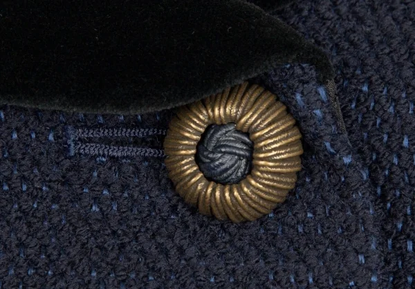 クリスチャンディオールChristian Dior ベロア切替ツイードラウンドカラージャケット 紺9 K-106960_004