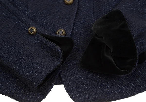 クリスチャンディオールChristian Dior ベロア切替ツイードラウンドカラージャケット 紺9 K-106960_006
