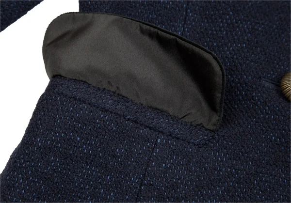 クリスチャンディオールChristian Dior ベロア切替ツイードラウンドカラージャケット 紺9 K-106960_008