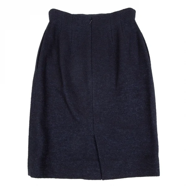 クリスチャンディオールChristian Dior ベロア切替ツイードラウンドカラーセットアップスーツ 紺9 K-106962_015