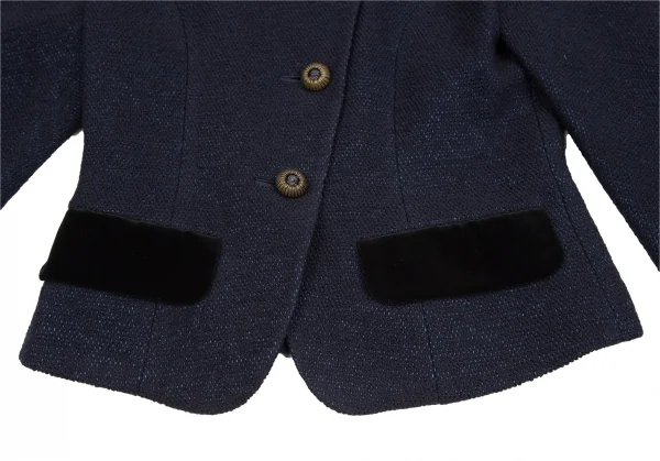 クリスチャンディオールChristian Dior ベロア切替ツイードラウンドカラーセットアップスーツ 紺9 K-106962_005