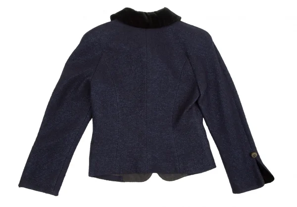 クリスチャンディオールChristian Dior ベロア切替ツイードラウンドカラーセットアップスーツ 紺9 K-106962_008