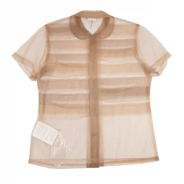コムデギャルソンCOMME des GARCONS フロントティアード切替チュール半袖シャツ ベージュS K-107007_010