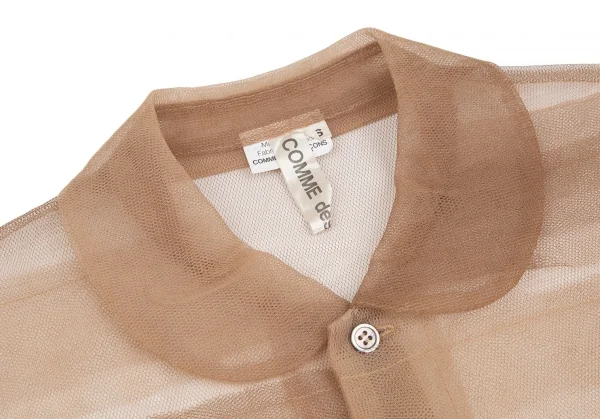 コムデギャルソンCOMME des GARCONS フロントティアード切替チュール半袖シャツ ベージュS K-107007_004