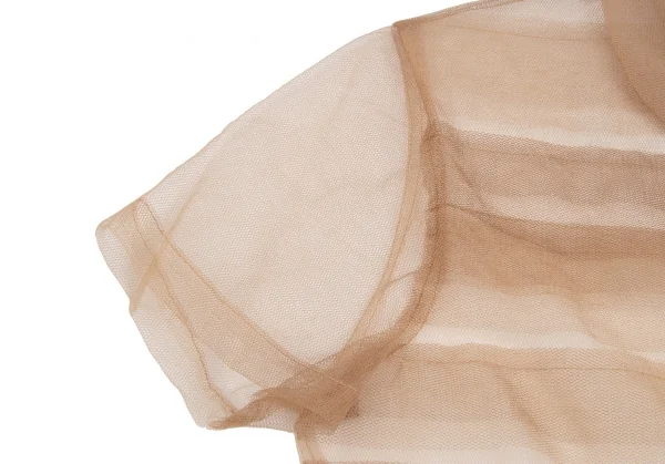 コムデギャルソンCOMME des GARCONS フロントティアード切替チュール半袖シャツ ベージュS K-107007_006