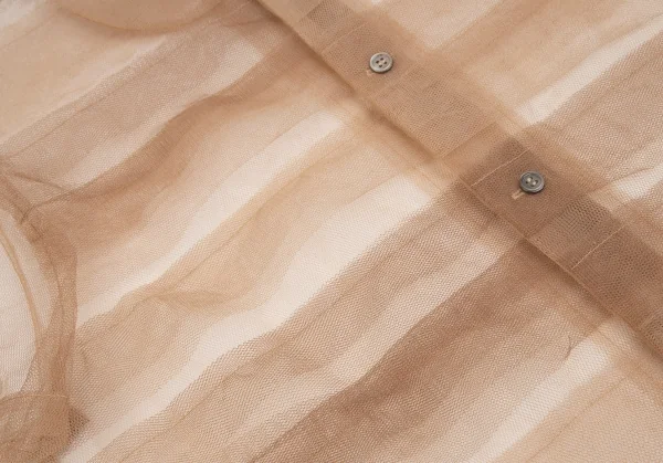 コムデギャルソンCOMME des GARCONS フロントティアード切替チュール半袖シャツ ベージュS K-107007_007