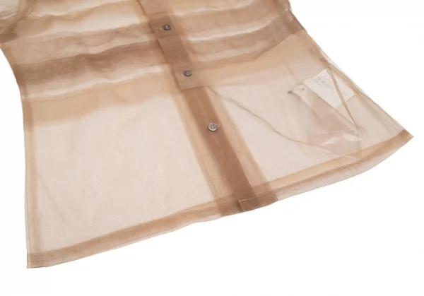 コムデギャルソンCOMME des GARCONS フロントティアード切替チュール半袖シャツ ベージュS K-107007_008