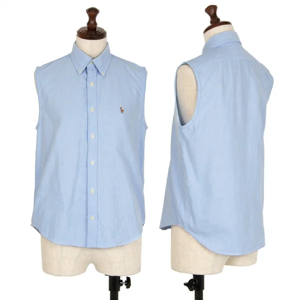 ラルフローレンスポーツRALPH LAUREN SPORT ポニーワンポイント刺繍オックスフォードノースリーブシャツ 水色6 K-107027_001