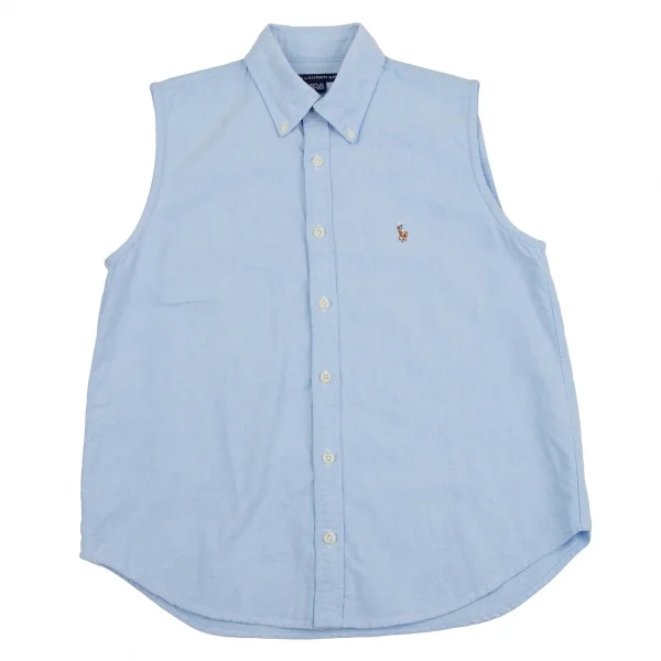 ラルフローレンスポーツRALPH LAUREN SPORT ポニーワンポイント刺繍オックスフォードノースリーブシャツ 水色6 K-107027_002