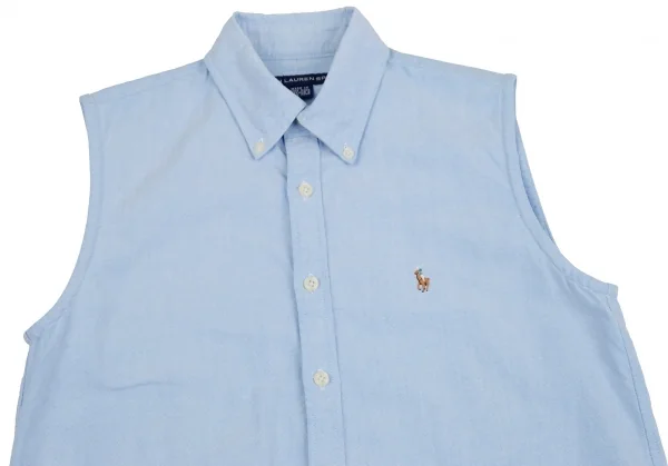 ラルフローレンスポーツRALPH LAUREN SPORT ポニーワンポイント刺繍オックスフォードノースリーブシャツ 水色6 K-107027_003