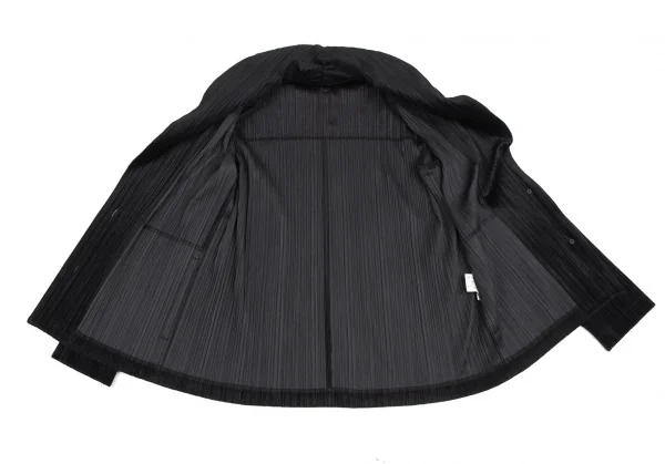 プリーツプリーズPLEATS PLEASE プリーツベロアショールジャケット 黒3 K-107039_010