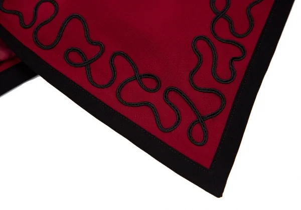 カールラガーフェルドKARL LAGERFELD レーヨン混ショール刺繍パイピングアシンメトリーボタンレスジャケット 赤9AT K-107042_008