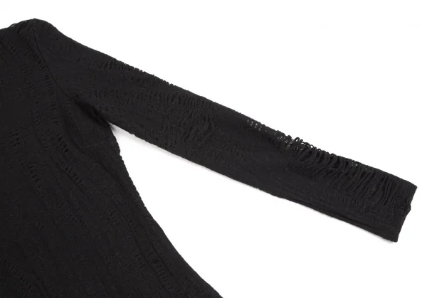 ヴェルサス ヴェルサーチVERSUS VERSACE ポリウールクラッシュメッシュレイヤードニットソー 黒40 K-107043_005