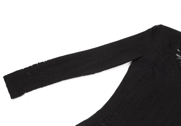 ヴェルサス ヴェルサーチVERSUS VERSACE ポリウールクラッシュメッシュレイヤードニットソー 黒40 K-107043_006