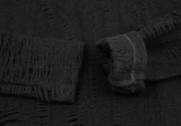 ヴェルサス ヴェルサーチVERSUS VERSACE ポリウールクラッシュメッシュレイヤードニットソー 黒40 K-107043_007