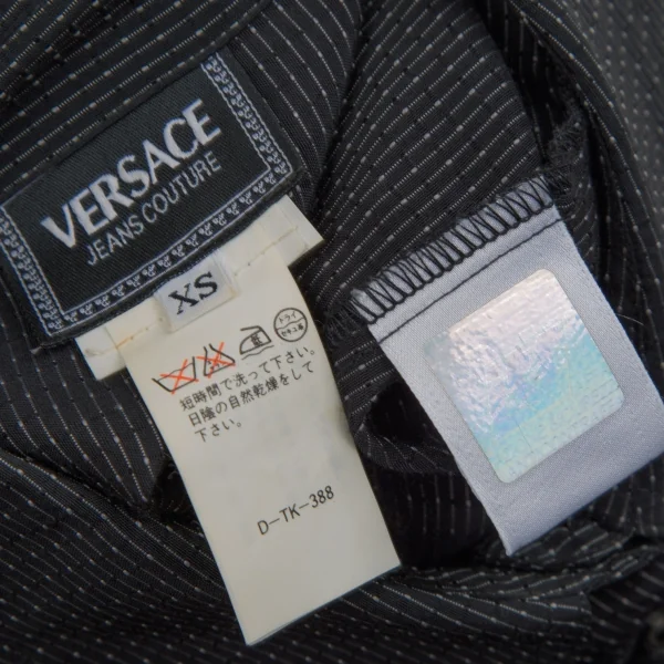 ヴェルサーチ ジーンズクチュールVERSACE JEANS COUTURE メデューサメタルボタンピンドットストライプシャツ 黒XS K-107046_013