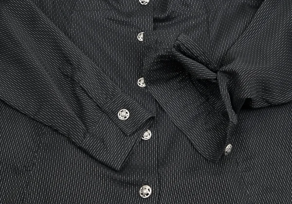 ヴェルサーチ ジーンズクチュールVERSACE JEANS COUTURE メデューサメタルボタンピンドットストライプシャツ 黒XS K-107046_006