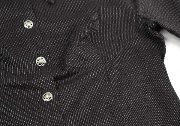 ヴェルサーチ ジーンズクチュールVERSACE JEANS COUTURE メデューサメタルボタンピンドットストライプシャツ 黒XS K-107046_008