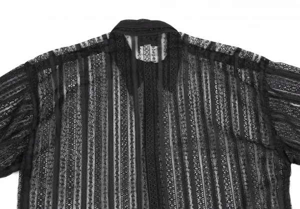 ヴェルサーチ ジーンズクチュールVERSACE JEAN COUTURE ナイロンポリ総レースシャツ 黒S K-107047_010