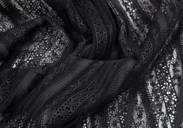 ヴェルサーチ ジーンズクチュールVERSACE JEAN COUTURE ナイロンポリ総レースシャツ 黒S K-107047_012