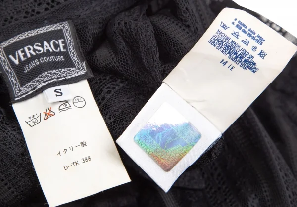 ヴェルサーチ ジーンズクチュールVERSACE JEAN COUTURE ナイロンポリ総レースシャツ 黒S K-107047_013