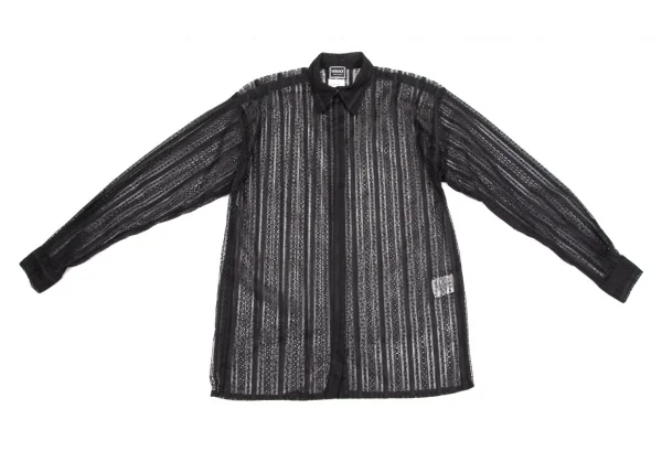 ヴェルサーチ ジーンズクチュールVERSACE JEAN COUTURE ナイロンポリ総レースシャツ 黒S K-107047_002