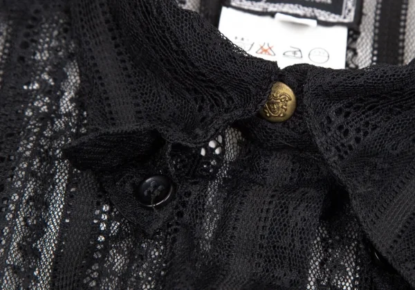 ヴェルサーチ ジーンズクチュールVERSACE JEAN COUTURE ナイロンポリ総レースシャツ 黒S K-107047_004