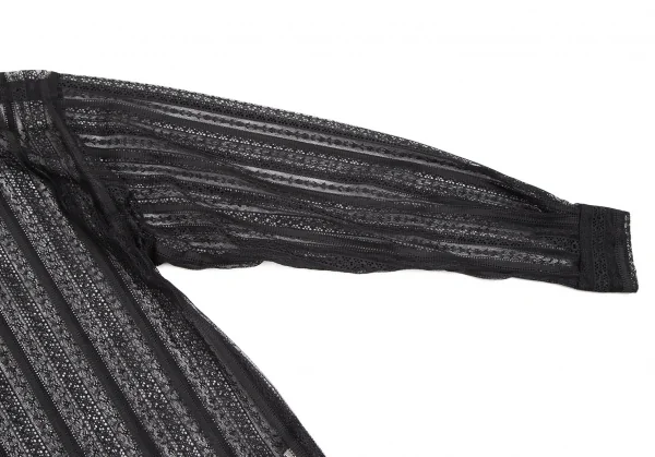 ヴェルサーチ ジーンズクチュールVERSACE JEAN COUTURE ナイロンポリ総レースシャツ 黒S K-107047_005