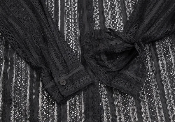 ヴェルサーチ ジーンズクチュールVERSACE JEAN COUTURE ナイロンポリ総レースシャツ 黒S K-107047_006