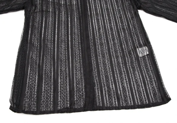 ヴェルサーチ ジーンズクチュールVERSACE JEAN COUTURE ナイロンポリ総レースシャツ 黒S K-107047_007