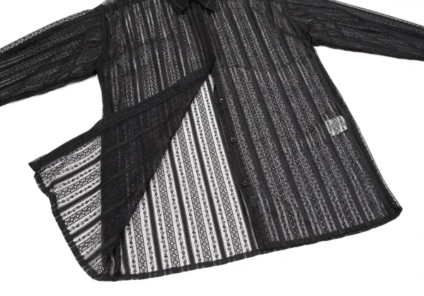 ヴェルサーチ ジーンズクチュールVERSACE JEAN COUTURE ナイロンポリ総レースシャツ 黒S K-107047_008