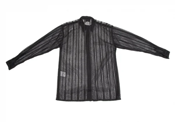 ヴェルサーチ ジーンズクチュールVERSACE JEAN COUTURE ナイロンポリ総レースシャツ 黒S K-107047_009