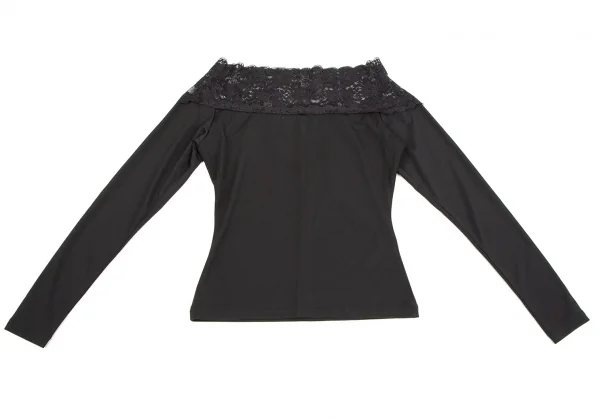 ジュニアゴルチエJUNIOR GAULTIER ナイロンレースドレープネックストレッチカットソー 黒40 K-107050_010