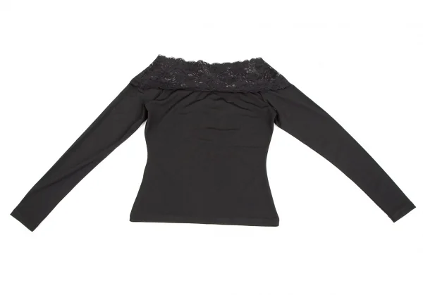 ジュニアゴルチエJUNIOR GAULTIER ナイロンレースドレープネックストレッチカットソー 黒40 K-107050_002