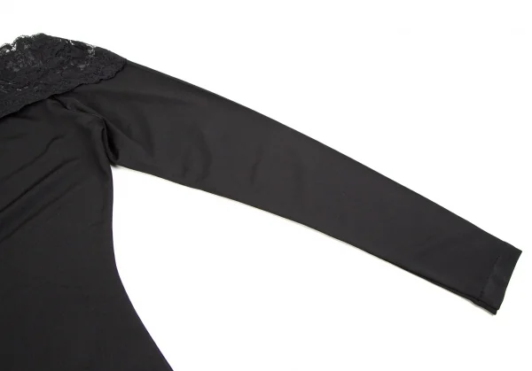 ジュニアゴルチエJUNIOR GAULTIER ナイロンレースドレープネックストレッチカットソー 黒40 K-107050_006